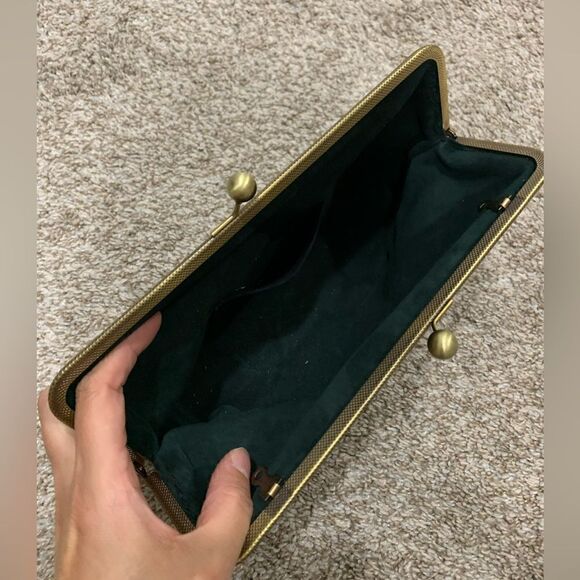 Handsewn Genuine Leather Floral Printed, Kisslock Clutch/Crossbody/Evening bag